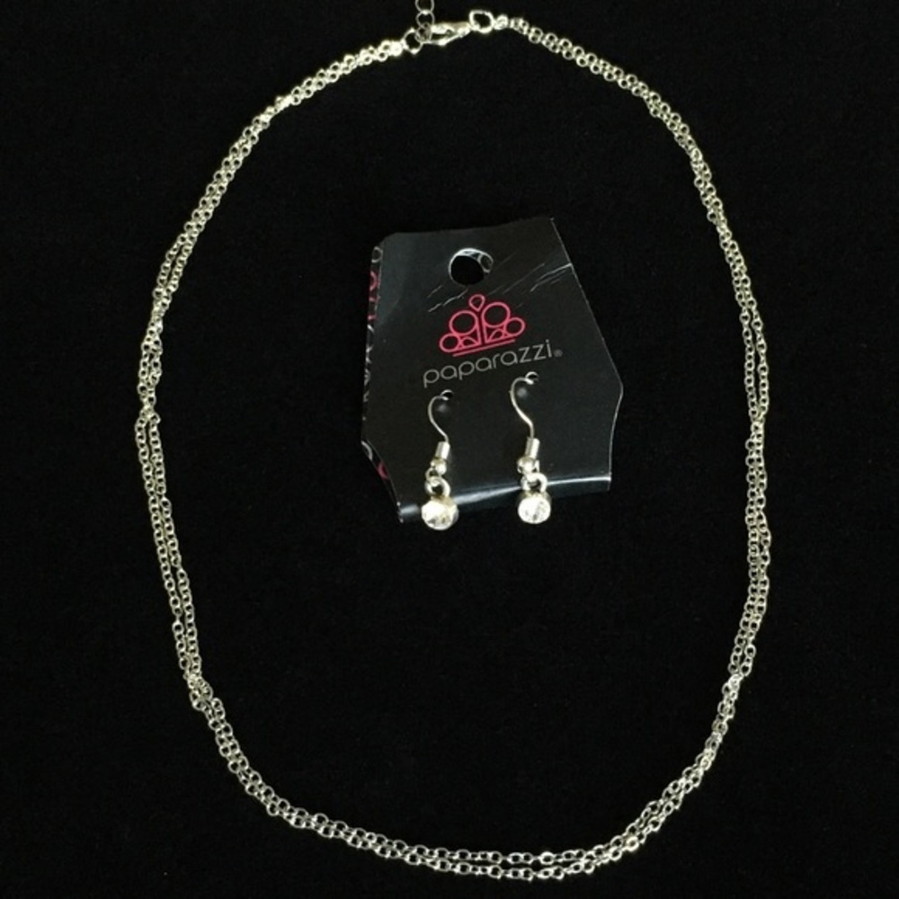Double Silver Tone Chain Necklace